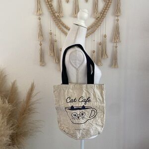 Seltzer Goods Cat Cafe tote bag oatmeal canvas black farmers market book bag 🐈‍⬛